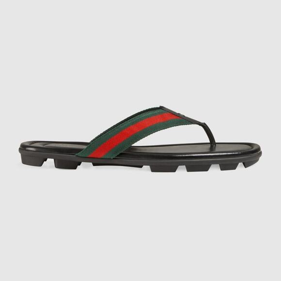 Gucci Web and Leather Thong Sandal - Picture 4 of 7
